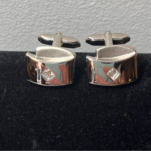 Vintage Silver Cufflinks with Crystal Detail